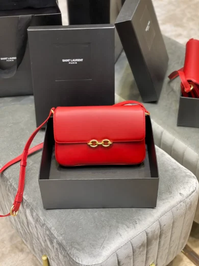 YSL LE MAILLON SATCHEL IN SMOOTH LEATHER RED 6497952R20W6805 1