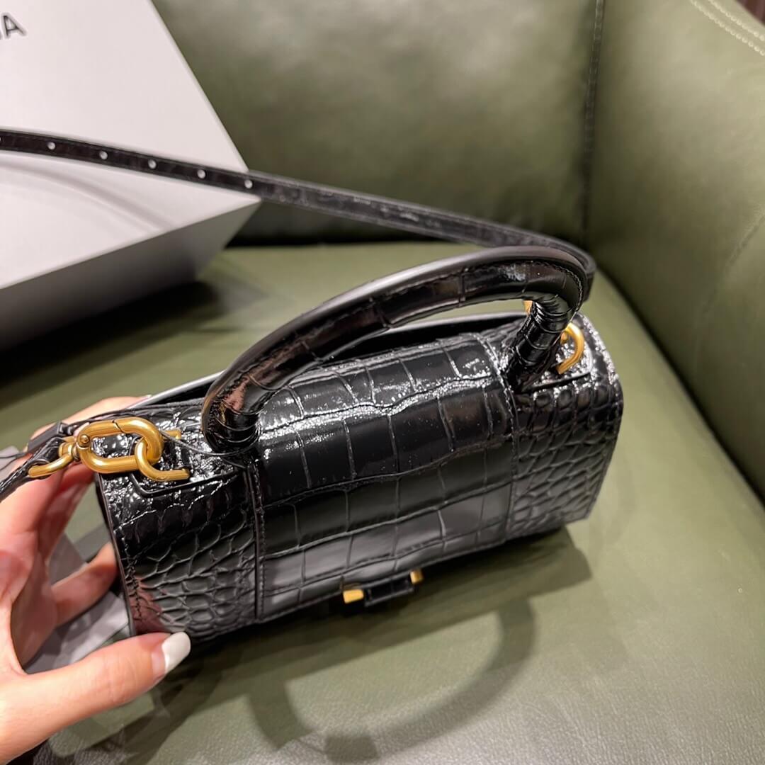 BALENCIAGA-WOMEN'S-HOURGLASS-XS-HANDBAG-IN-BLACK-5928331LRGM1000-012 BALENCIAGA WOMENS HOURGLASS XS HANDBAG IN BLACK 5928331LRGM1000 012