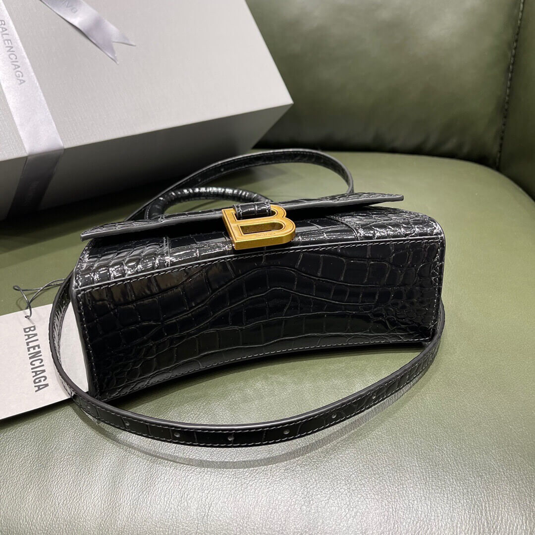 BALENCIAGA-WOMEN'S-HOURGLASS-XS-HANDBAG-IN-BLACK-5928331LRGM1000-013 BALENCIAGA WOMENS HOURGLASS XS HANDBAG IN BLACK 5928331LRGM1000 013