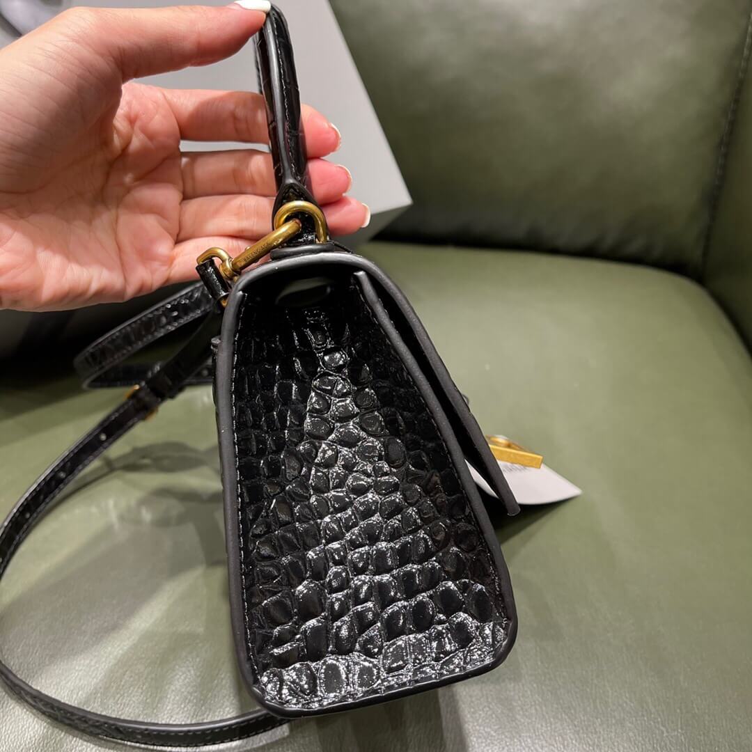 BALENCIAGA-WOMEN'S-HOURGLASS-XS-HANDBAG-IN-BLACK-5928331LRGM1000-014 BALENCIAGA WOMENS HOURGLASS XS HANDBAG IN BLACK 5928331LRGM1000 014