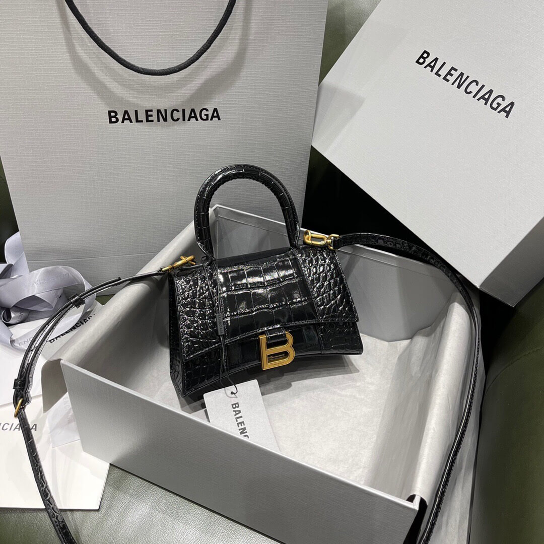 BALENCIAGA-WOMEN'S-HOURGLASS-XS-HANDBAG-IN-BLACK-5928331LRGM1000-02 BALENCIAGA WOMENS HOURGLASS XS HANDBAG IN BLACK 5928331LRGM1000 02