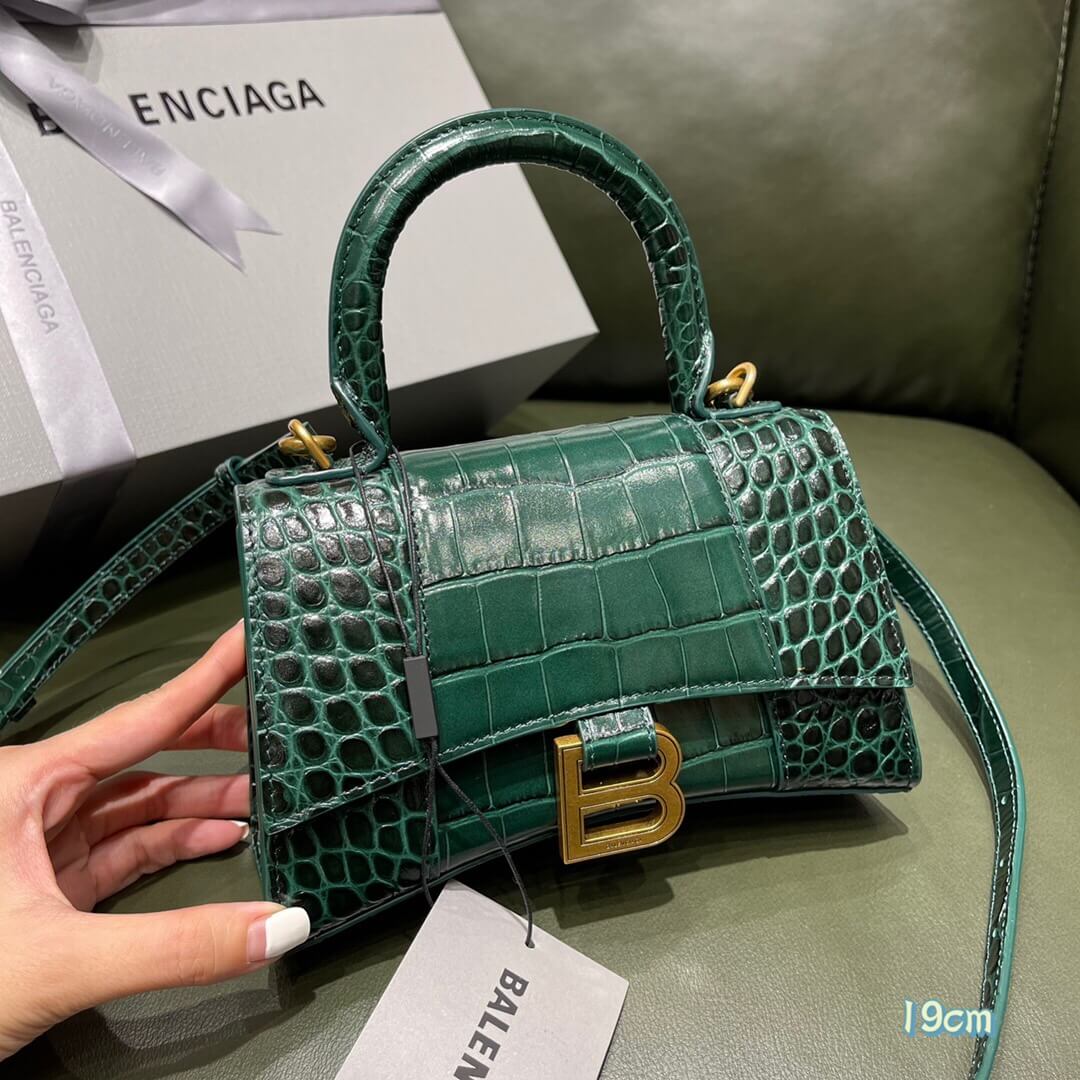 BALENCIAGA-WOMEN'S-HOURGLASS-XS-HANDBAG-IN-FOREST-GREEN-5928331LRGM3011-01 BALENCIAGA WOMENS HOURGLASS XS HANDBAG IN FOREST GREEN 5928331LRGM3011 01