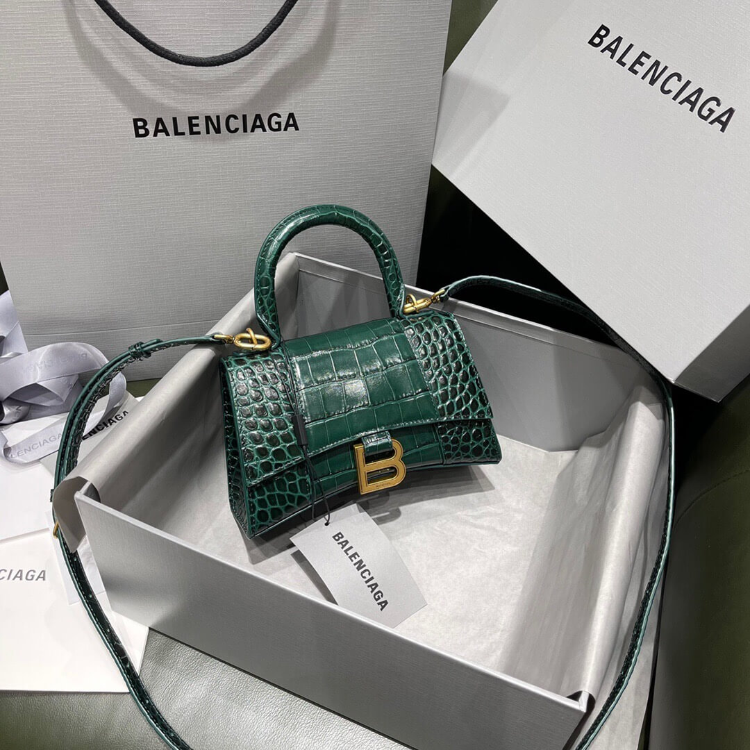 BALENCIAGA-WOMEN'S-HOURGLASS-XS-HANDBAG-IN-FOREST-GREEN-5928331LRGM3011-014 BALENCIAGA WOMENS HOURGLASS XS HANDBAG IN FOREST GREEN 5928331LRGM3011 014