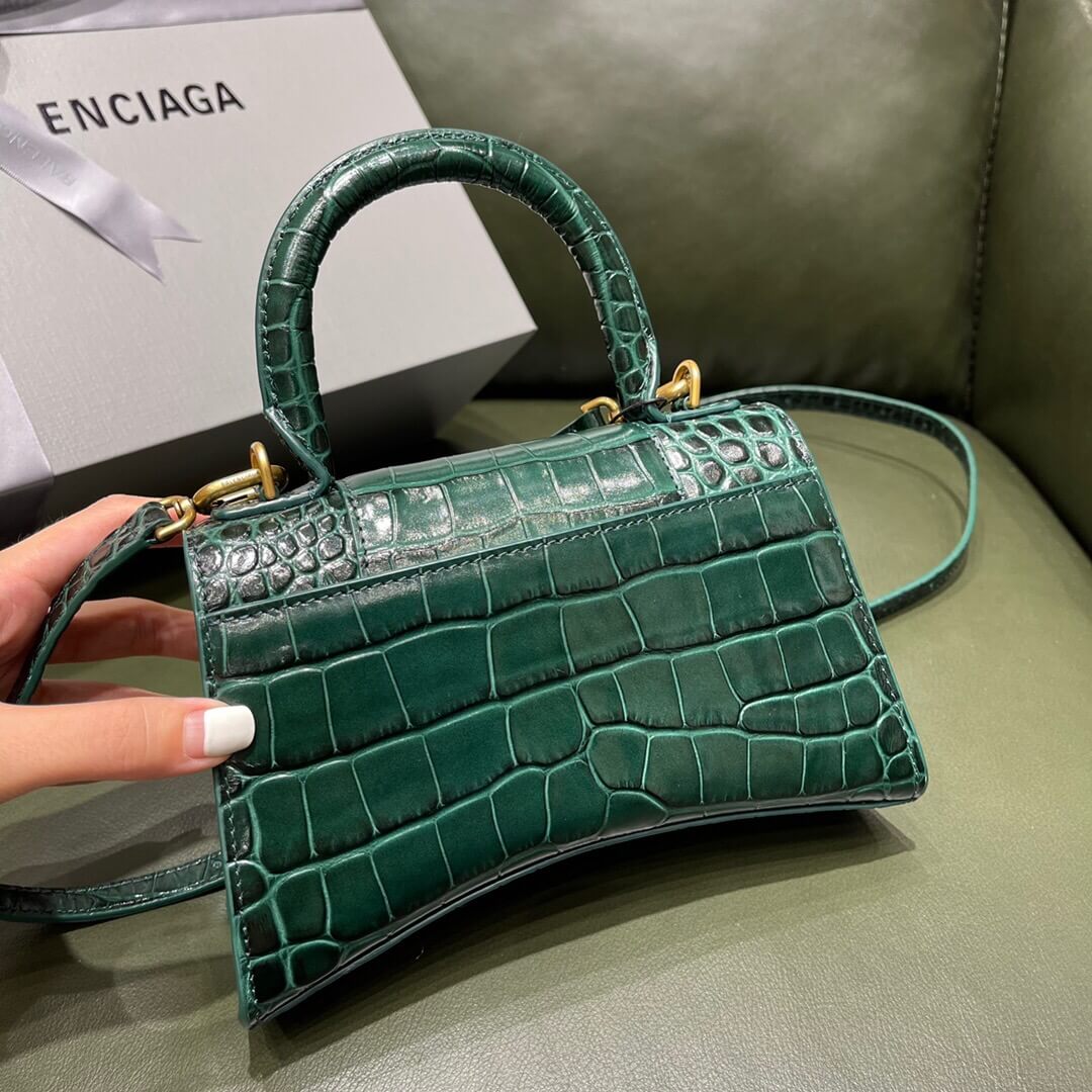 BALENCIAGA-WOMEN'S-HOURGLASS-XS-HANDBAG-IN-FOREST-GREEN-5928331LRGM3011-02 BALENCIAGA WOMENS HOURGLASS XS HANDBAG IN FOREST GREEN 5928331LRGM3011 02