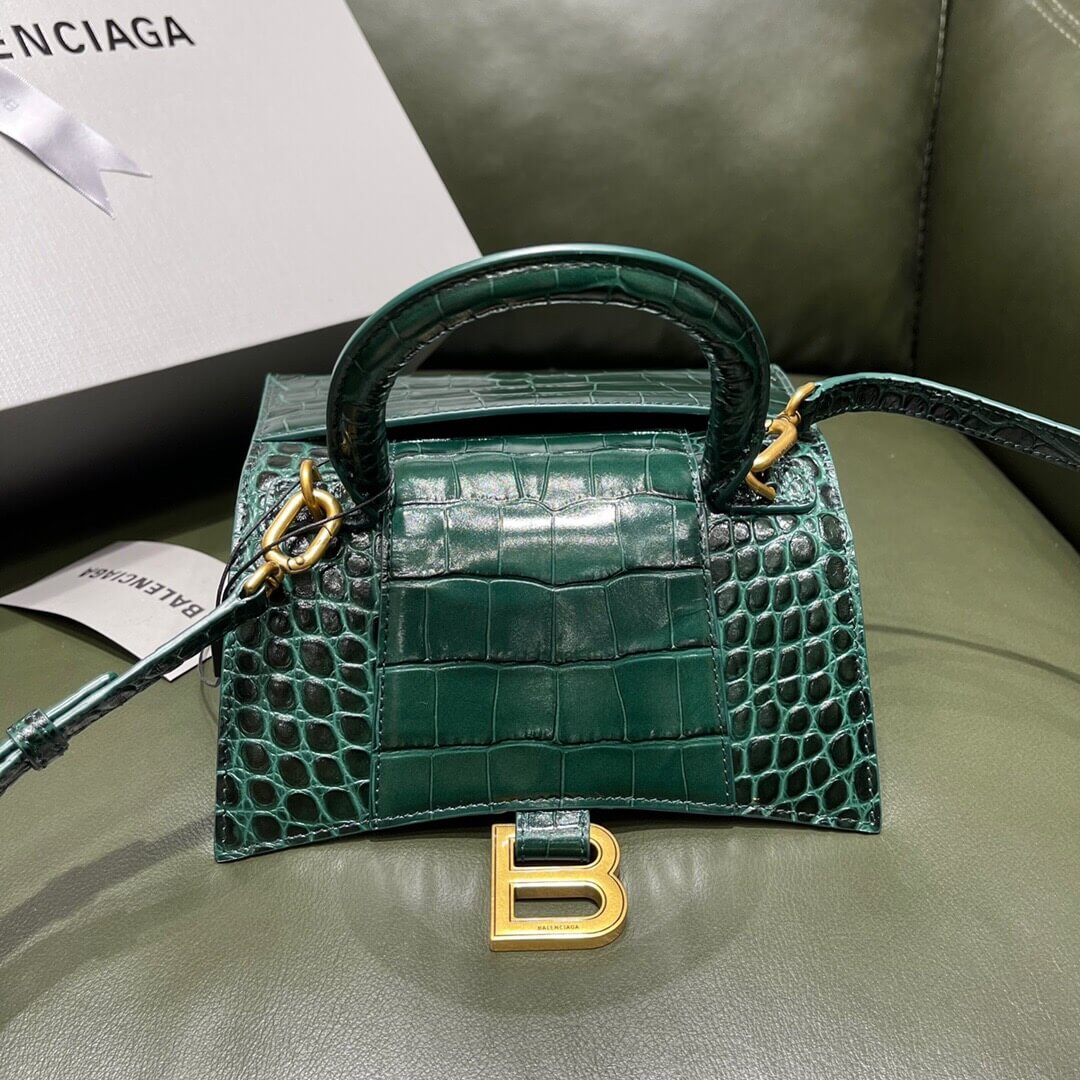 BALENCIAGA-WOMEN'S-HOURGLASS-XS-HANDBAG-IN-FOREST-GREEN-5928331LRGM3011-06 BALENCIAGA WOMENS HOURGLASS XS HANDBAG IN FOREST GREEN 5928331LRGM3011 06