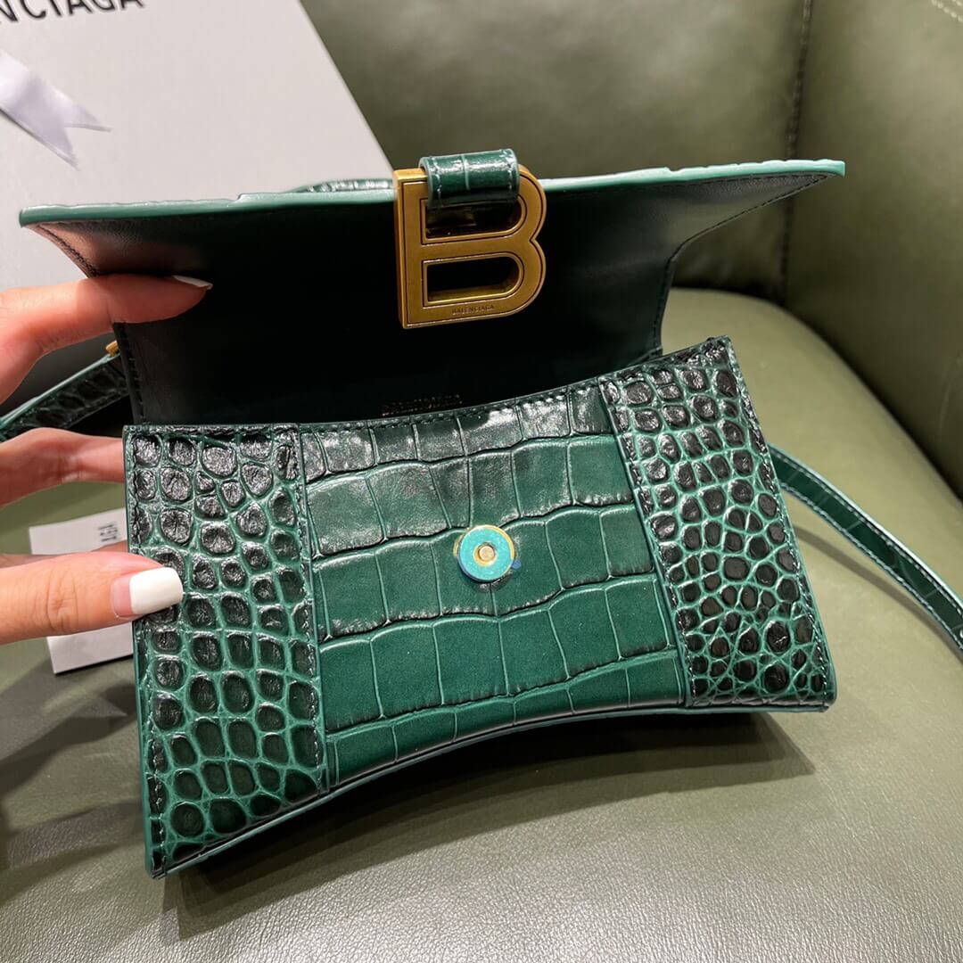 BALENCIAGA-WOMEN'S-HOURGLASS-XS-HANDBAG-IN-FOREST-GREEN-5928331LRGM3011-07 BALENCIAGA WOMENS HOURGLASS XS HANDBAG IN FOREST GREEN 5928331LRGM3011 07