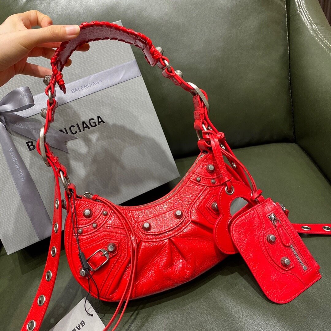 BALENCIAGA-WOMEN'S-LE-CAGOLE-XS-SHOULDER-BAG-IN-RED-6713091VG9Y6406-02 BALENCIAGA WOMENS LE CAGOLE XS SHOULDER BAG IN RED 6713091VG9Y6406 02