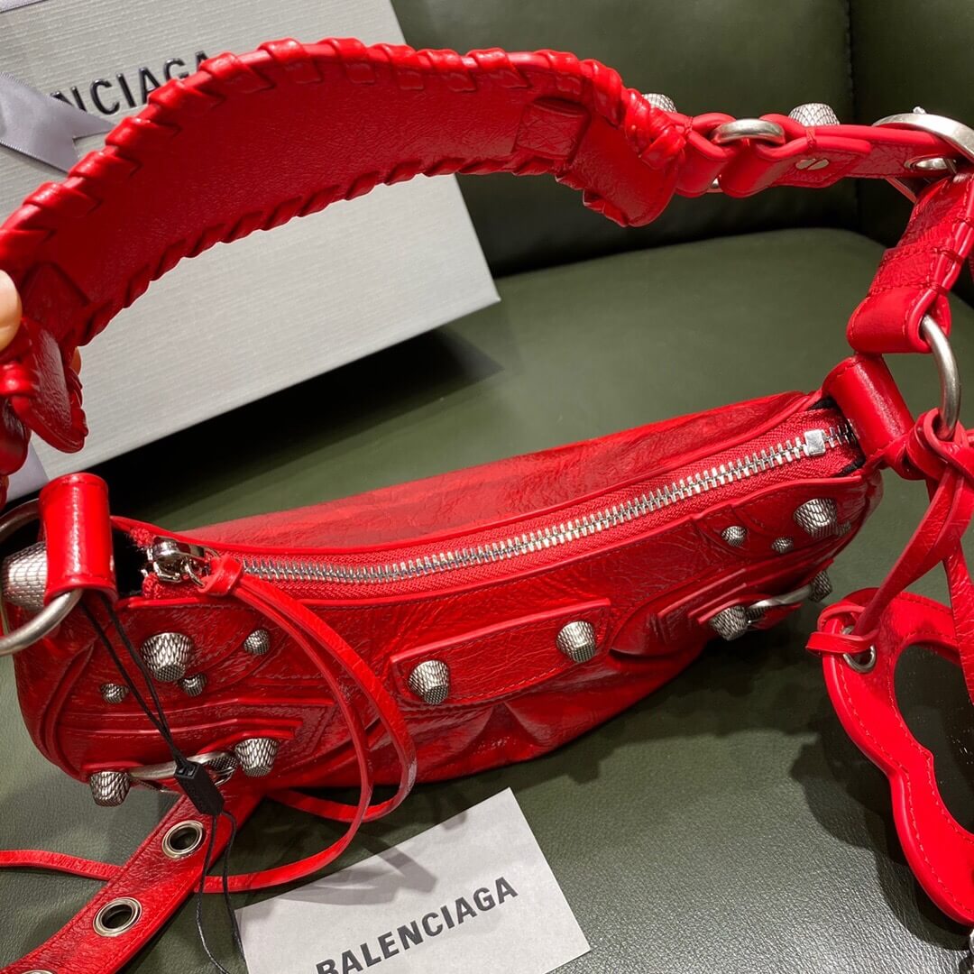 BALENCIAGA-WOMEN'S-LE-CAGOLE-XS-SHOULDER-BAG-IN-RED-6713091VG9Y6406-05 BALENCIAGA WOMENS LE CAGOLE XS SHOULDER BAG IN RED 6713091VG9Y6406 05