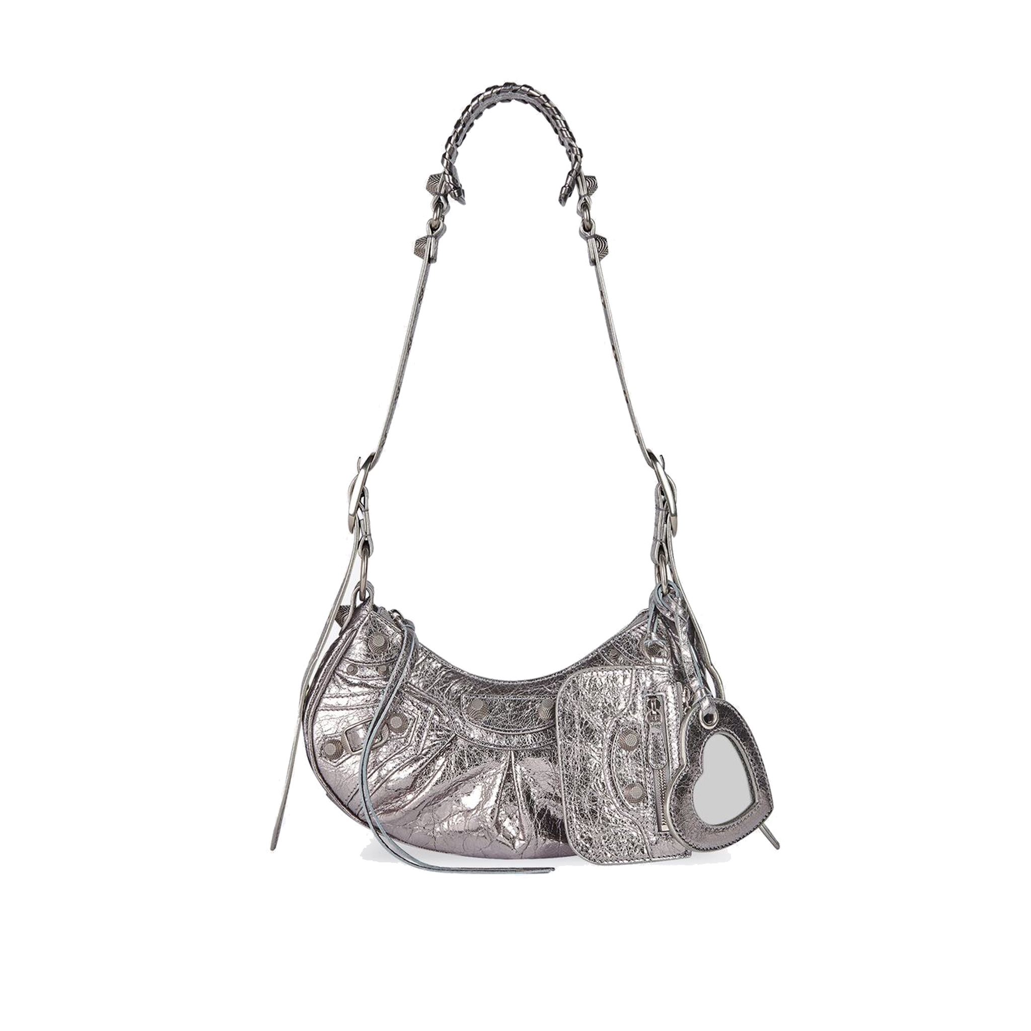 BALENCIAGA-WOMEN'S-LE-CAGOLE-XS-SHOULDER-BAG-IN-SILVER-6713090GT3Y8103-0 BALENCIAGA WOMENS LE CAGOLE XS SHOULDER BAG IN SILVER 6713090GT3Y8103 0