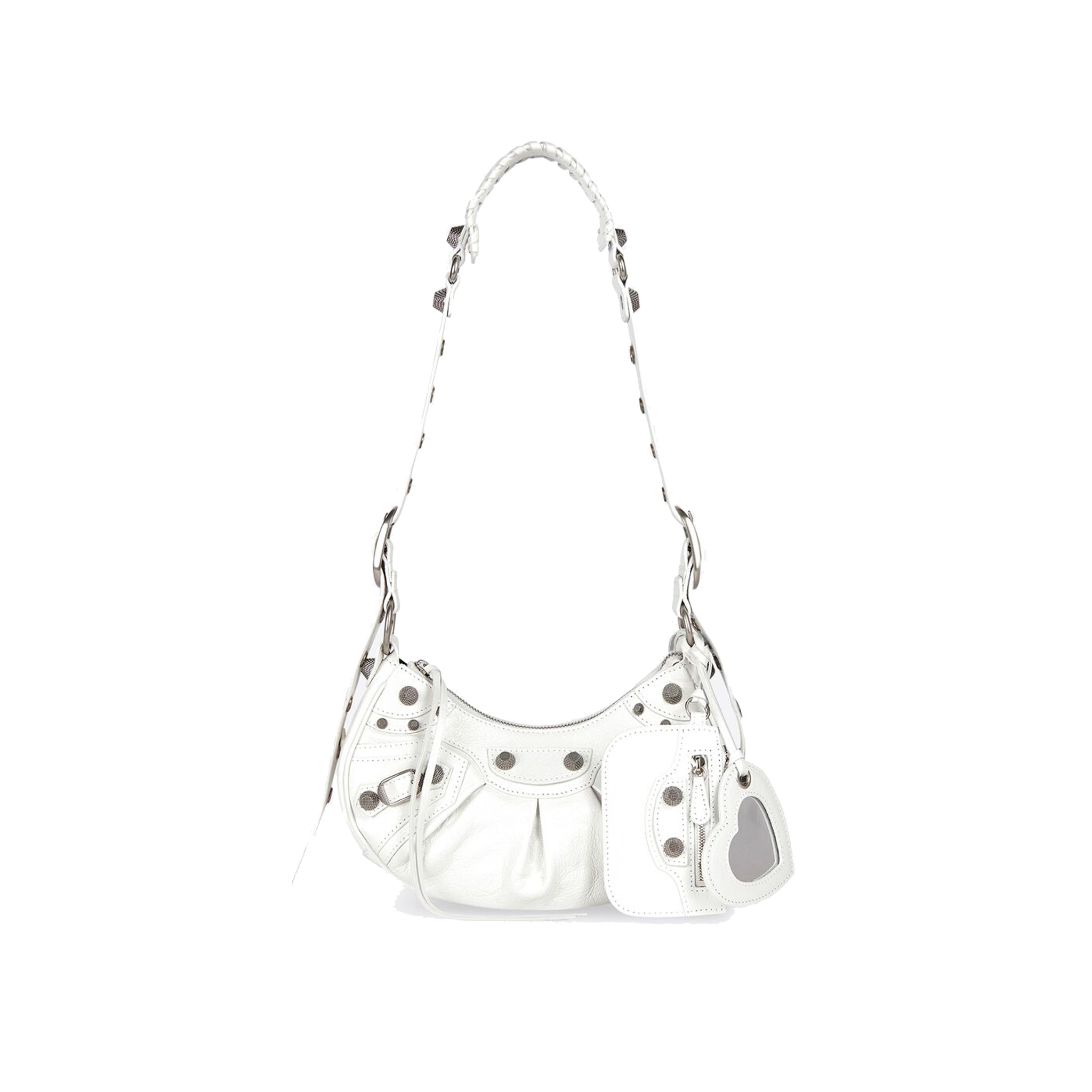 BALENCIAGA-WOMEN'S-LE-CAGOLE-XS-SHOULDER-BAG-IN-WHITE-6713091VG9Y9104-0 BALENCIAGA WOMENS LE CAGOLE XS SHOULDER BAG IN WHITE 6713091VG9Y9104 0
