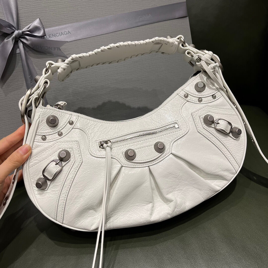 BALENCIAGA-WOMEN'S-LE-CAGOLE-XS-SHOULDER-BAG-IN-WHITE-6713091VG9Y9104-01 BALENCIAGA WOMENS LE CAGOLE XS SHOULDER BAG IN WHITE 6713091VG9Y9104 01