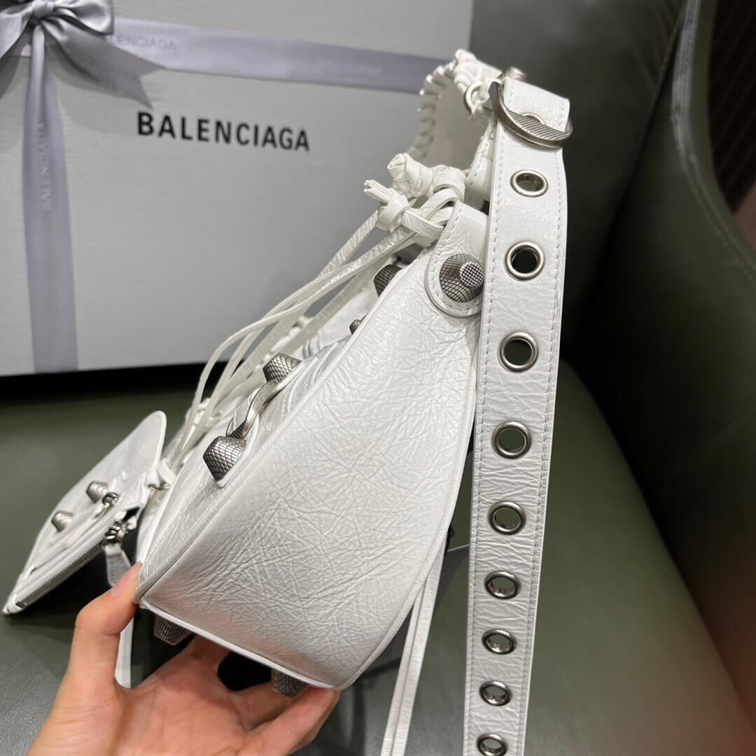 BALENCIAGA-WOMEN'S-LE-CAGOLE-XS-SHOULDER-BAG-IN-WHITE-6713091VG9Y9104-04 BALENCIAGA WOMENS LE CAGOLE XS SHOULDER BAG IN WHITE 6713091VG9Y9104 04