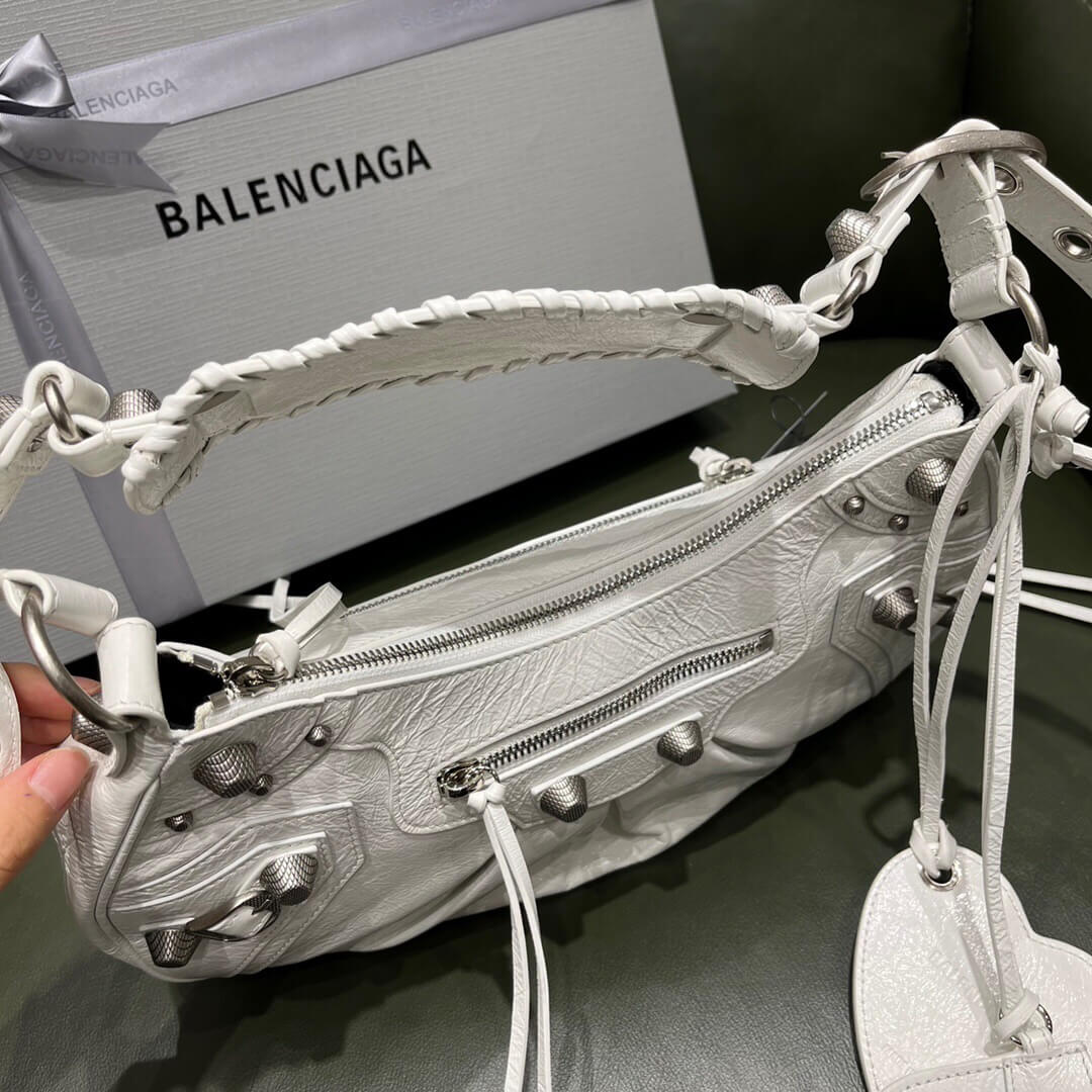 BALENCIAGA-WOMEN'S-LE-CAGOLE-XS-SHOULDER-BAG-IN-WHITE-6713091VG9Y9104-05 BALENCIAGA WOMENS LE CAGOLE XS SHOULDER BAG IN WHITE 6713091VG9Y9104 05