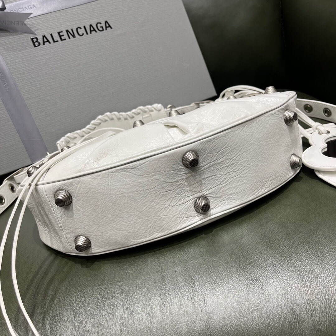 BALENCIAGA-WOMEN'S-LE-CAGOLE-XS-SHOULDER-BAG-IN-WHITE-6713091VG9Y9104-06 BALENCIAGA WOMENS LE CAGOLE XS SHOULDER BAG IN WHITE 6713091VG9Y9104 06