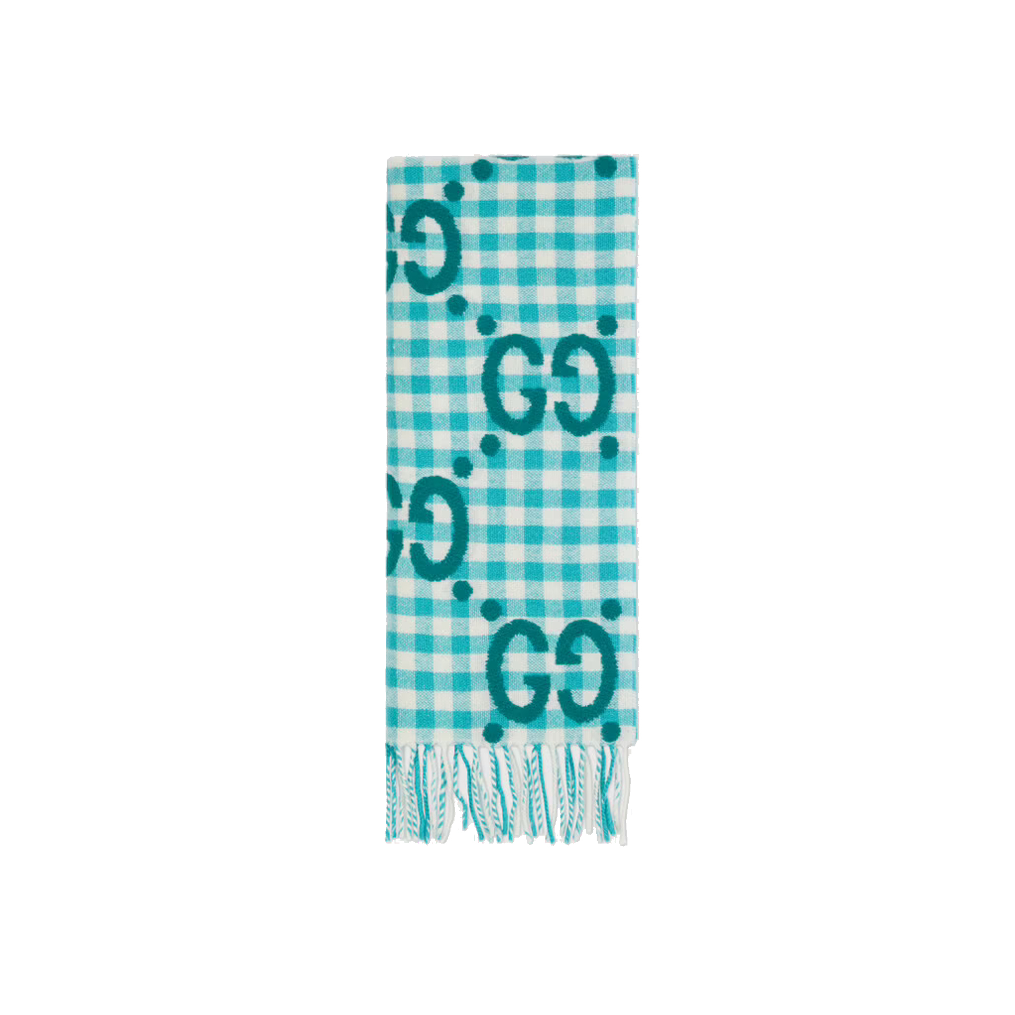 GUCCI-GG-JACQUARD-WOOL-SCARF-TURQUOISE-AND-IVORY-644365-3GA69-4678-0 GUCCI GG JACQUARD WOOL SCARF TURQUOISE AND IVORY 644365 3GA69 4678 0