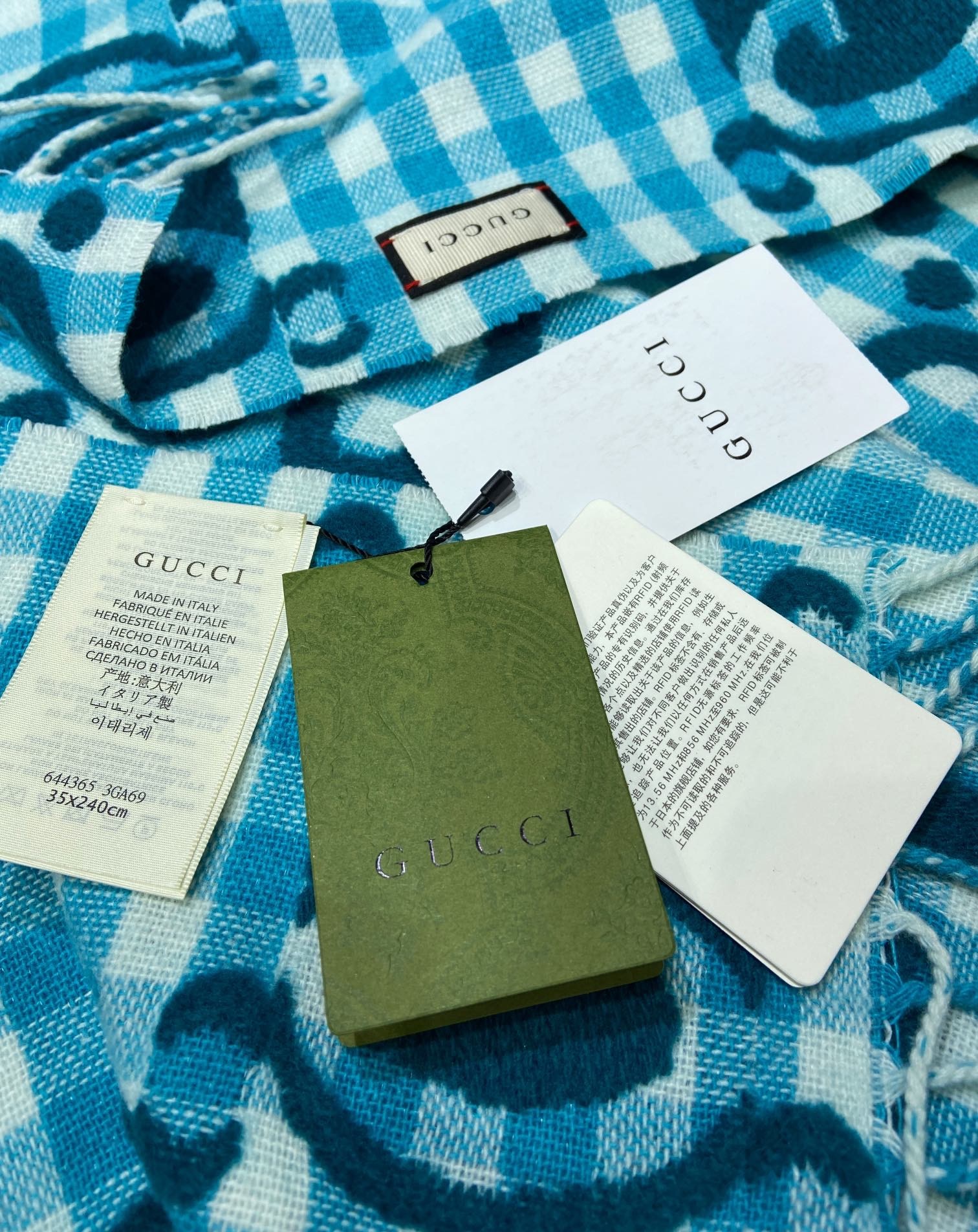 GUCCI-GG-JACQUARD-WOOL-SCARF-TURQUOISE-AND-IVORY-644365-3GA69-4678-07 GUCCI GG JACQUARD WOOL SCARF TURQUOISE AND IVORY 644365 3GA69 4678 07