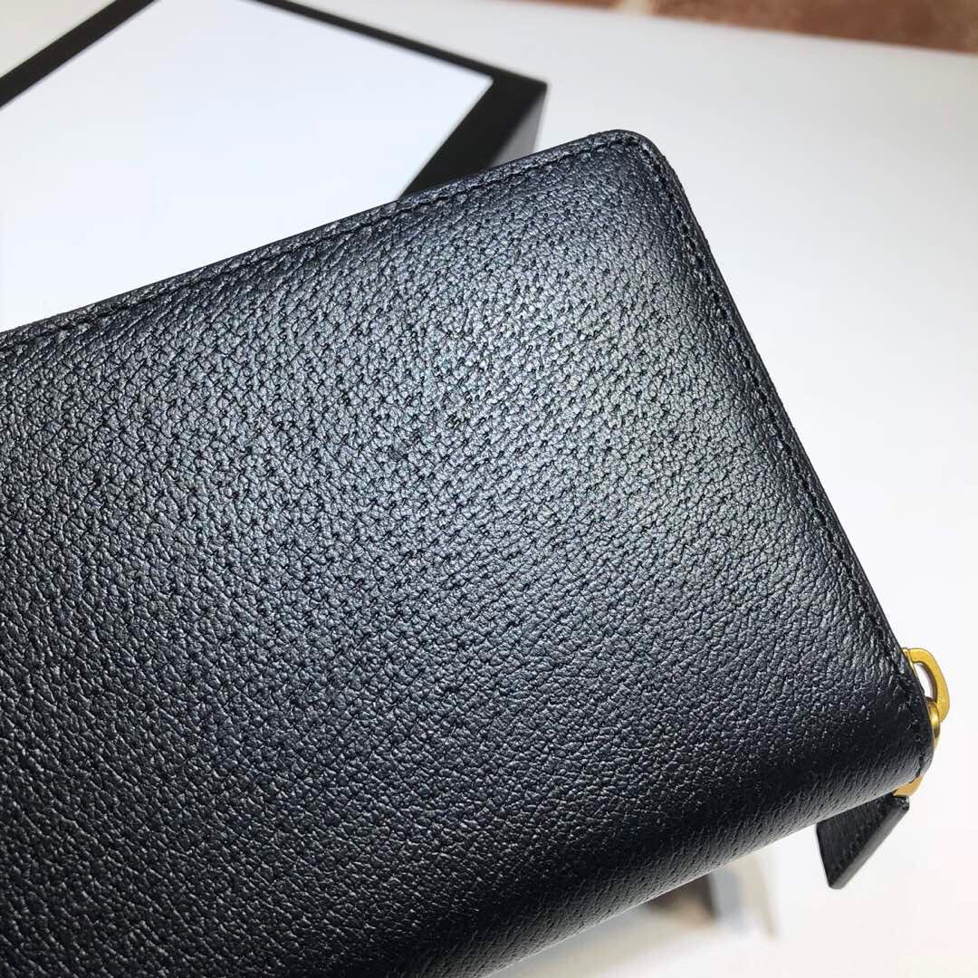 GUCCI-GG-MARMONT-LEATHER-ZIP-AROUND-WALLET-BLACK-GOLD-LOGO-428736-DJ20T-1000-04 GUCCI GG MARMONT LEATHER ZIP AROUND WALLET BLACK GOLD LOGO 428736 DJ20T 1000 04