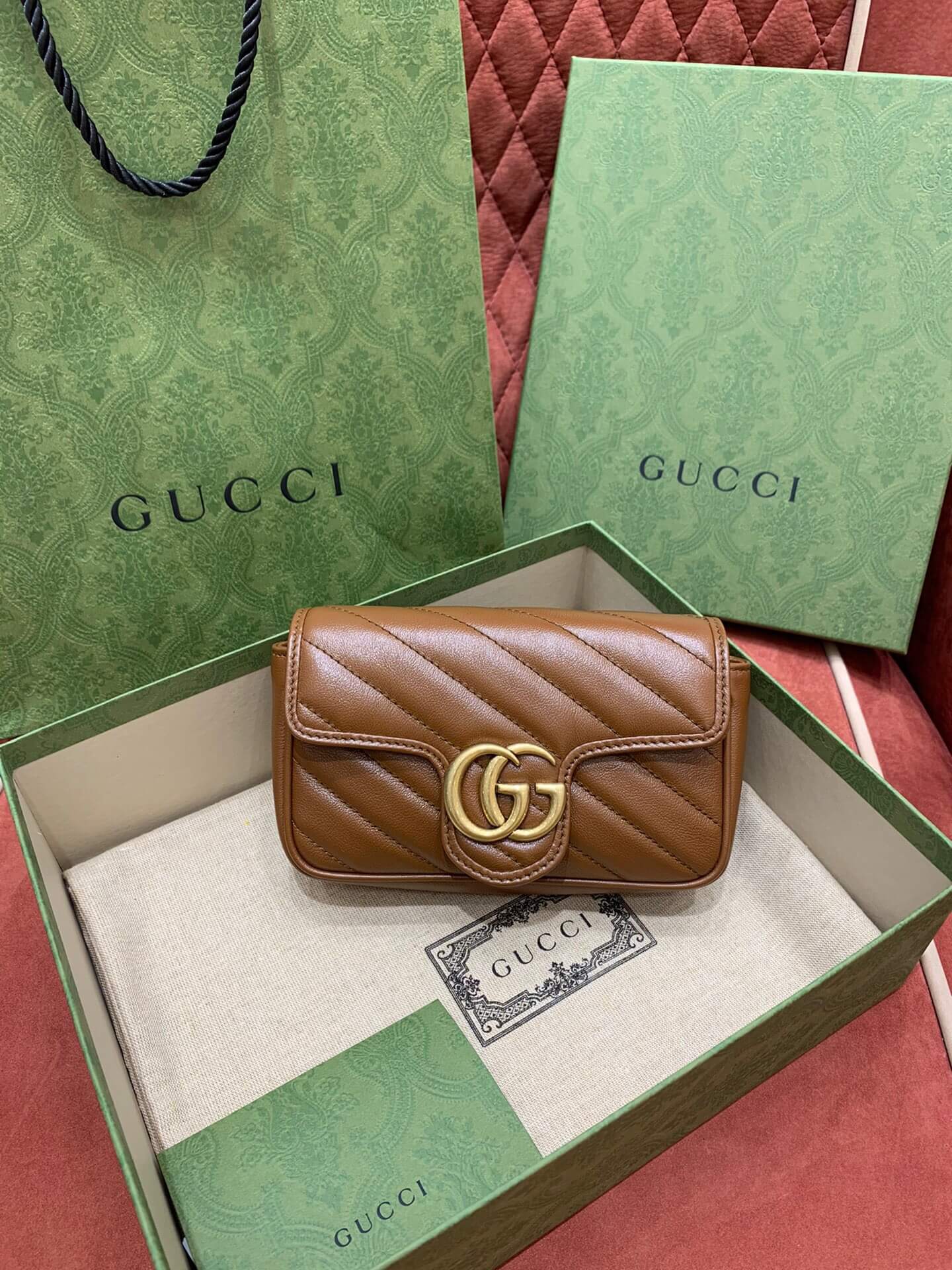 GUCCI-GG-MARMONT-MATELASSÉ-SUPER-MINI-BAG-BROWN-LEATHER-476433-0OLFT-2535-01 GUCCI GG MARMONT MATELASSE SUPER MINI BAG BROWN LEATHER 476433 0OLFT 2535 01