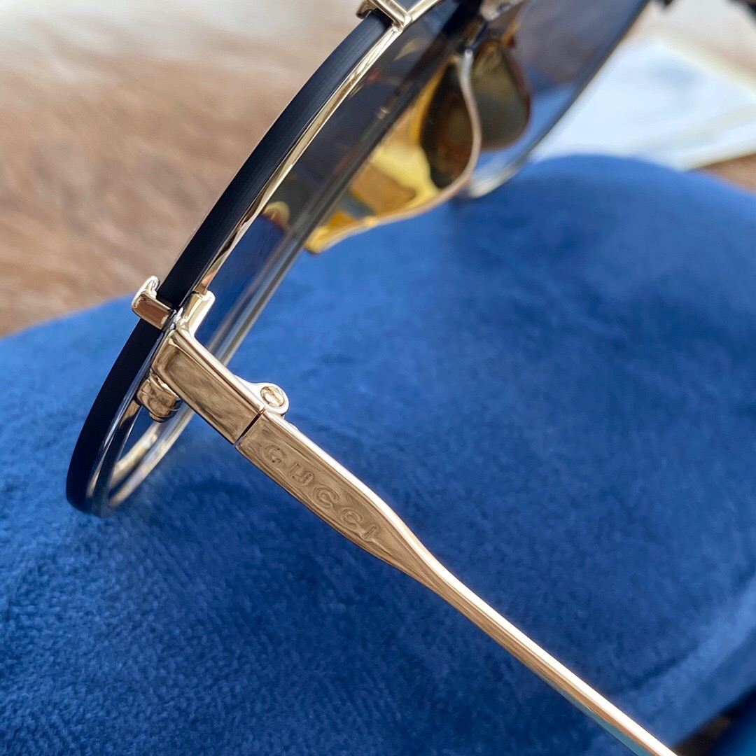 GUCCI-GOLD-FRAME-BLUE-LENS-SUNGLASSES-GG0740S-002-04 GUCCI GOLD FRAME BLUE LENS SUNGLASSES GG0740S 002 04