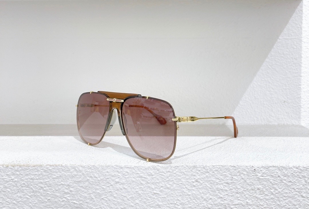 GUCCI-GOLD-FRAME-BROWN-LENS-SUNGLASSES-GG0739S-002-03 GUCCI GOLD FRAME BROWN LENS SUNGLASSES GG0739S 002 03