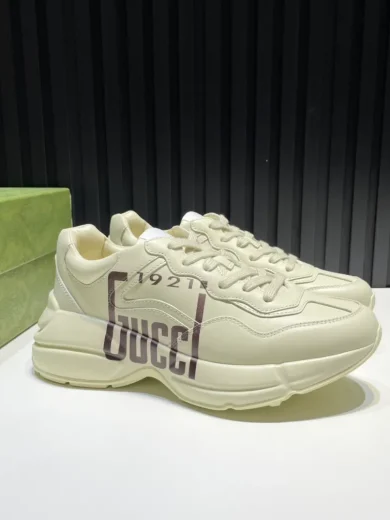 GUCCI MENS 1921 GUCCI RHYTON SNEAKER IVORY LEATHER ‎684896 DRW00 9522 02