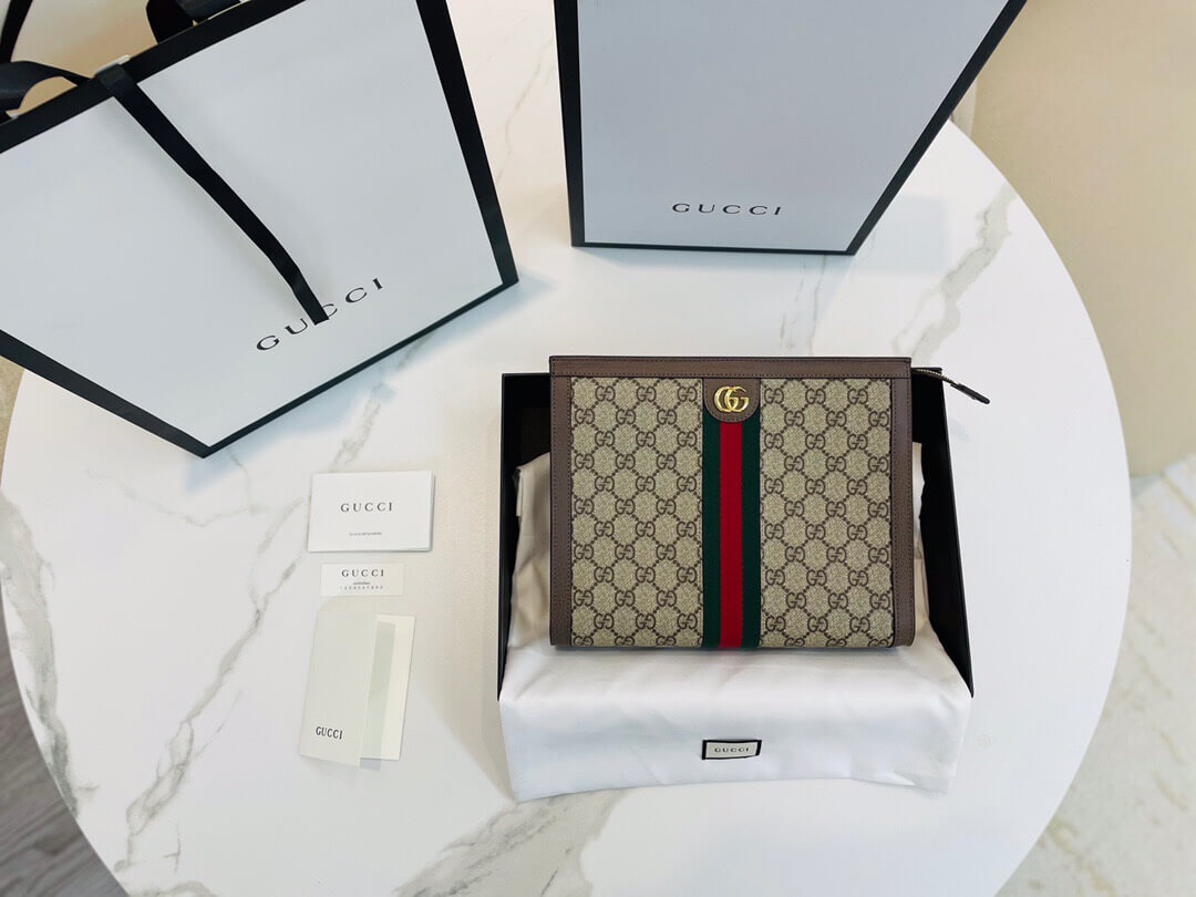 GUCCI-OPHIDIA-POUCH-BEIGE-EBONY-GG-SUPREME-CANVAS-625549-96IWG-8745-01 GUCCI OPHIDIA POUCH BEIGE EBONY GG SUPREME CANVAS 625549 96IWG 8745 01