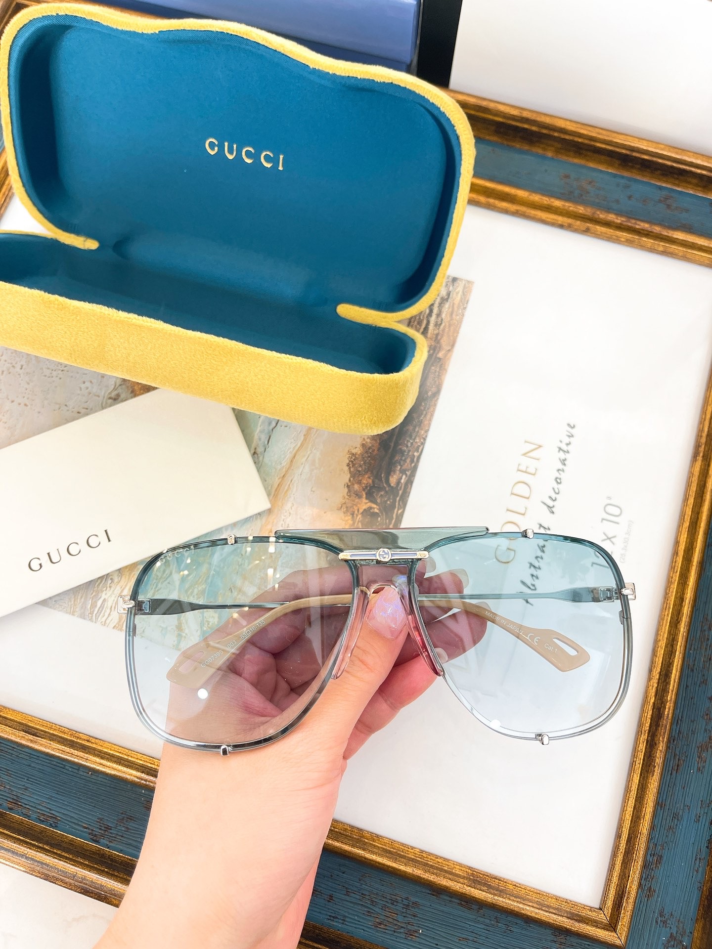 GUCCI-SILVER-FRAME-BROWN-LENS-SUNGLASSES-GG0739S-003-01 GUCCI SILVER FRAME BROWN LENS SUNGLASSES GG0739S 003 01