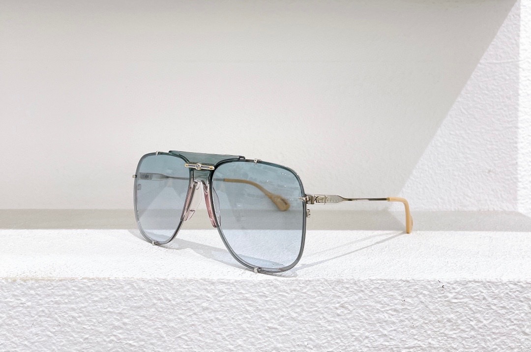 GUCCI-SILVER-FRAME-BROWN-LENS-SUNGLASSES-GG0739S-003-02 GUCCI SILVER FRAME BROWN LENS SUNGLASSES GG0739S 003 02