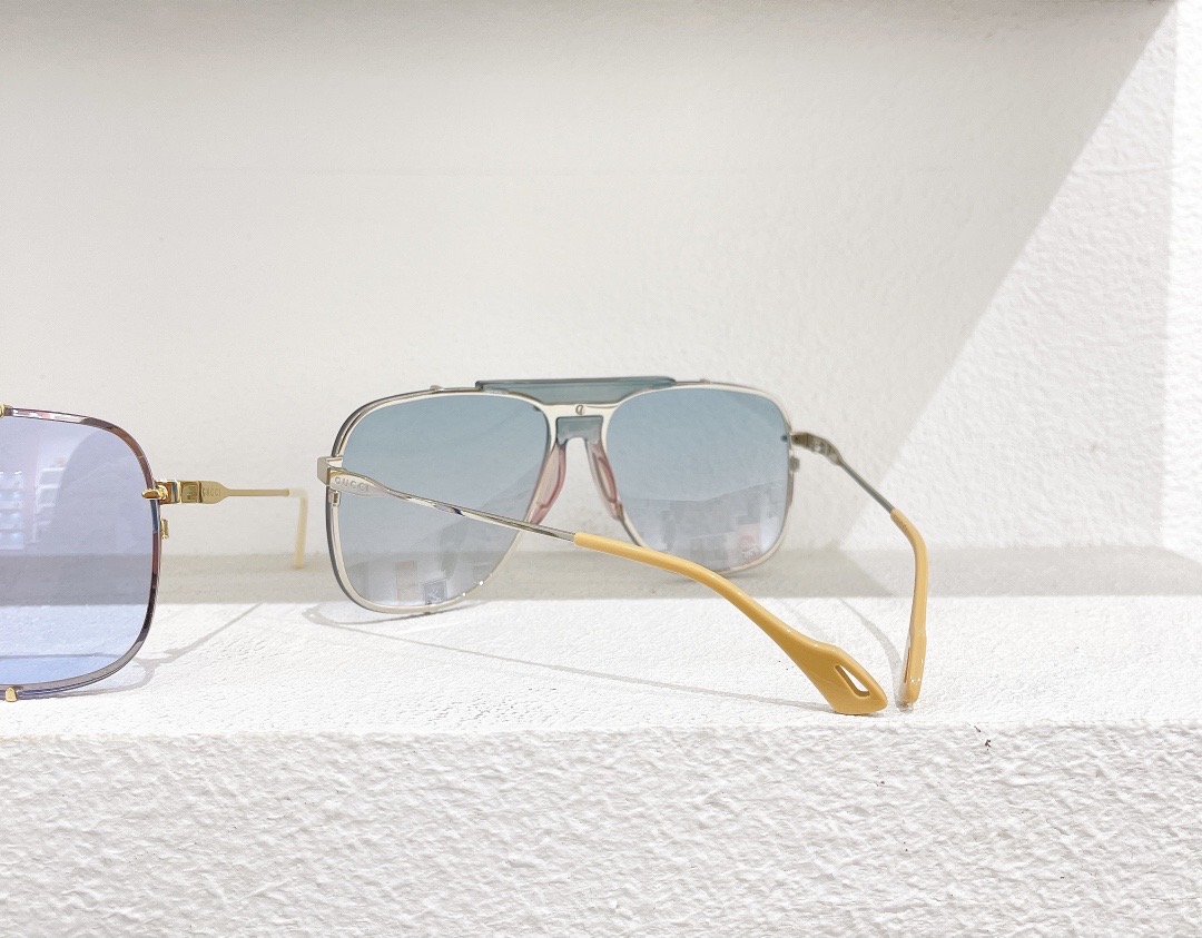 GUCCI-SILVER-FRAME-BROWN-LENS-SUNGLASSES-GG0739S-003-04 GUCCI SILVER FRAME BROWN LENS SUNGLASSES GG0739S 003 04