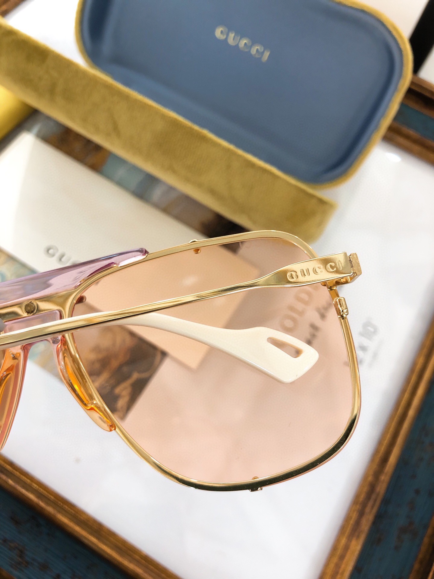 GUCCI-SILVER-FRAME-PINK-VIOLET-LENS-SUNGLASSES-GG0739S-004-04 GUCCI SILVER FRAME PINK VIOLET LENS SUNGLASSES GG0739S 004 04