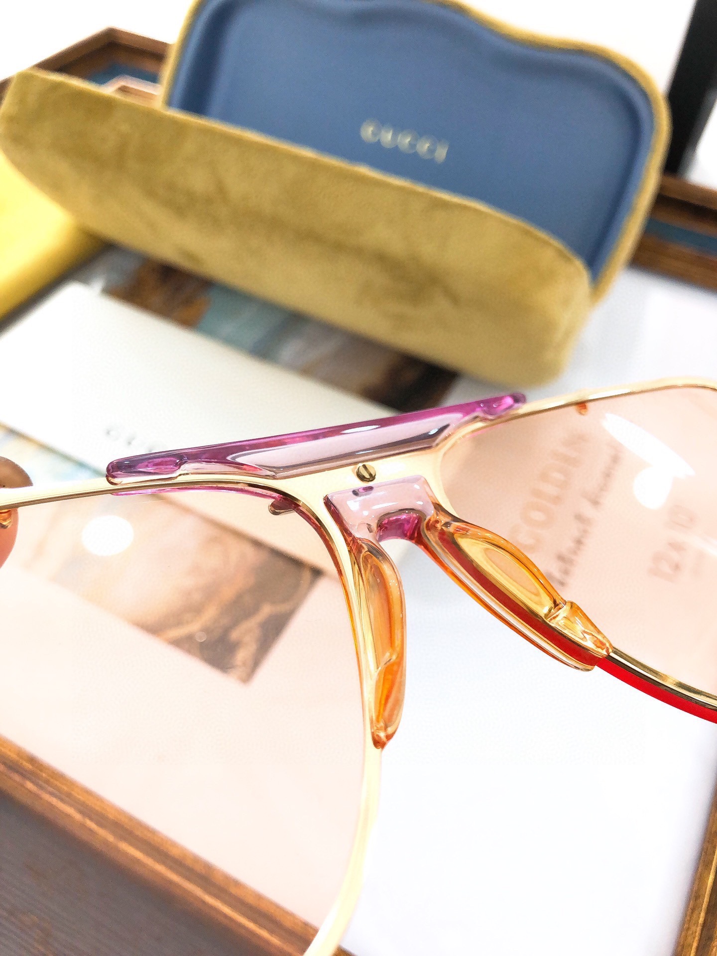 GUCCI-SILVER-FRAME-PINK-VIOLET-LENS-SUNGLASSES-GG0739S-004-05 GUCCI SILVER FRAME PINK VIOLET LENS SUNGLASSES GG0739S 004 05