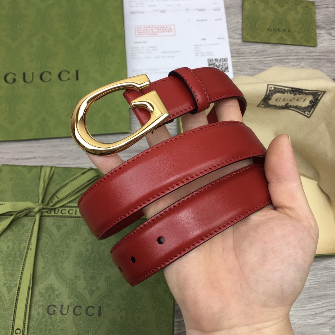 GUCCI-THIN-BELT-WITH-G-BUCKLE-RED-655566-BGH0G-6638-02 GUCCI THIN BELT WITH G BUCKLE RED 655566 BGH0G 6638 02