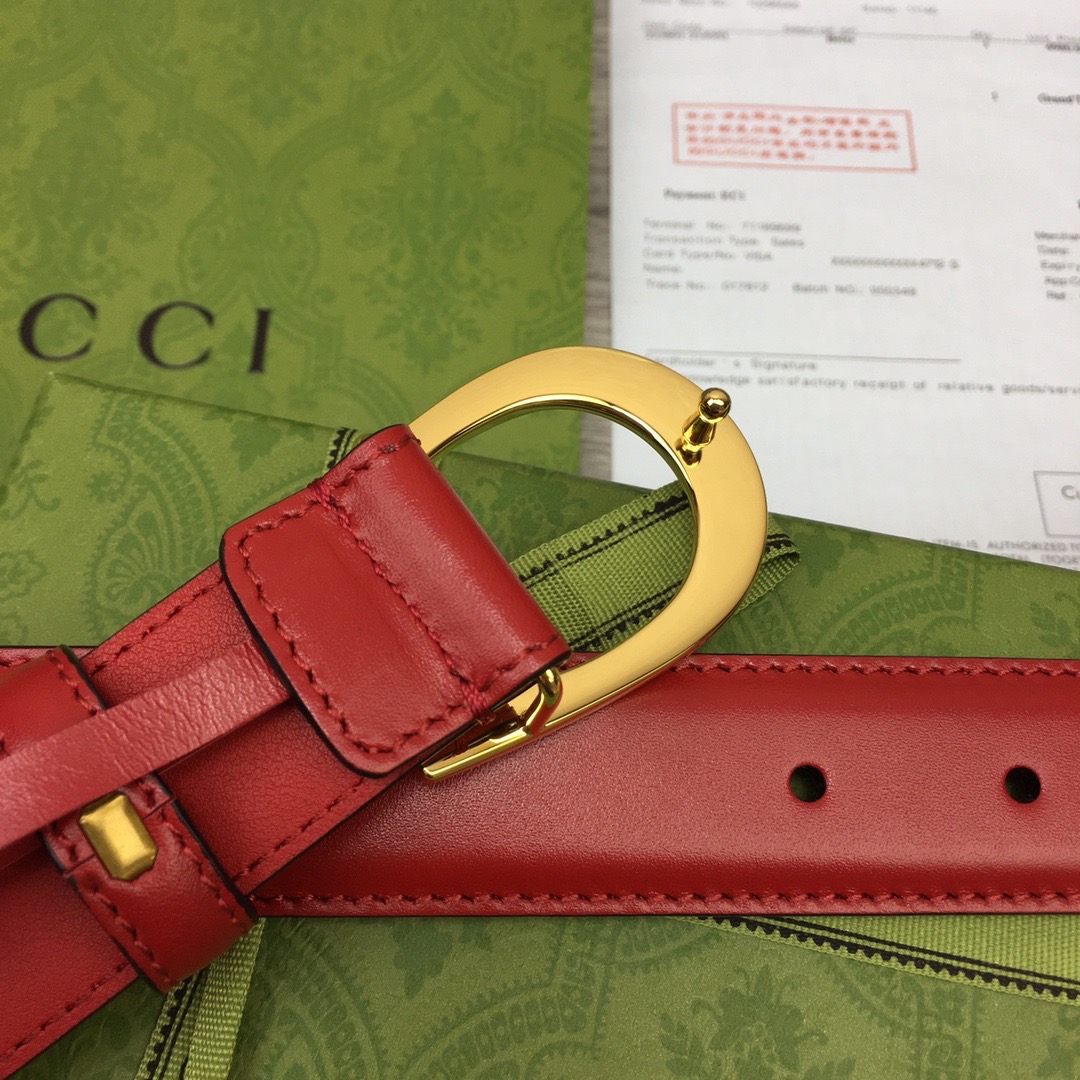 GUCCI-THIN-BELT-WITH-G-BUCKLE-RED-655566-BGH0G-6638-03 GUCCI THIN BELT WITH G BUCKLE RED 655566 BGH0G 6638 03