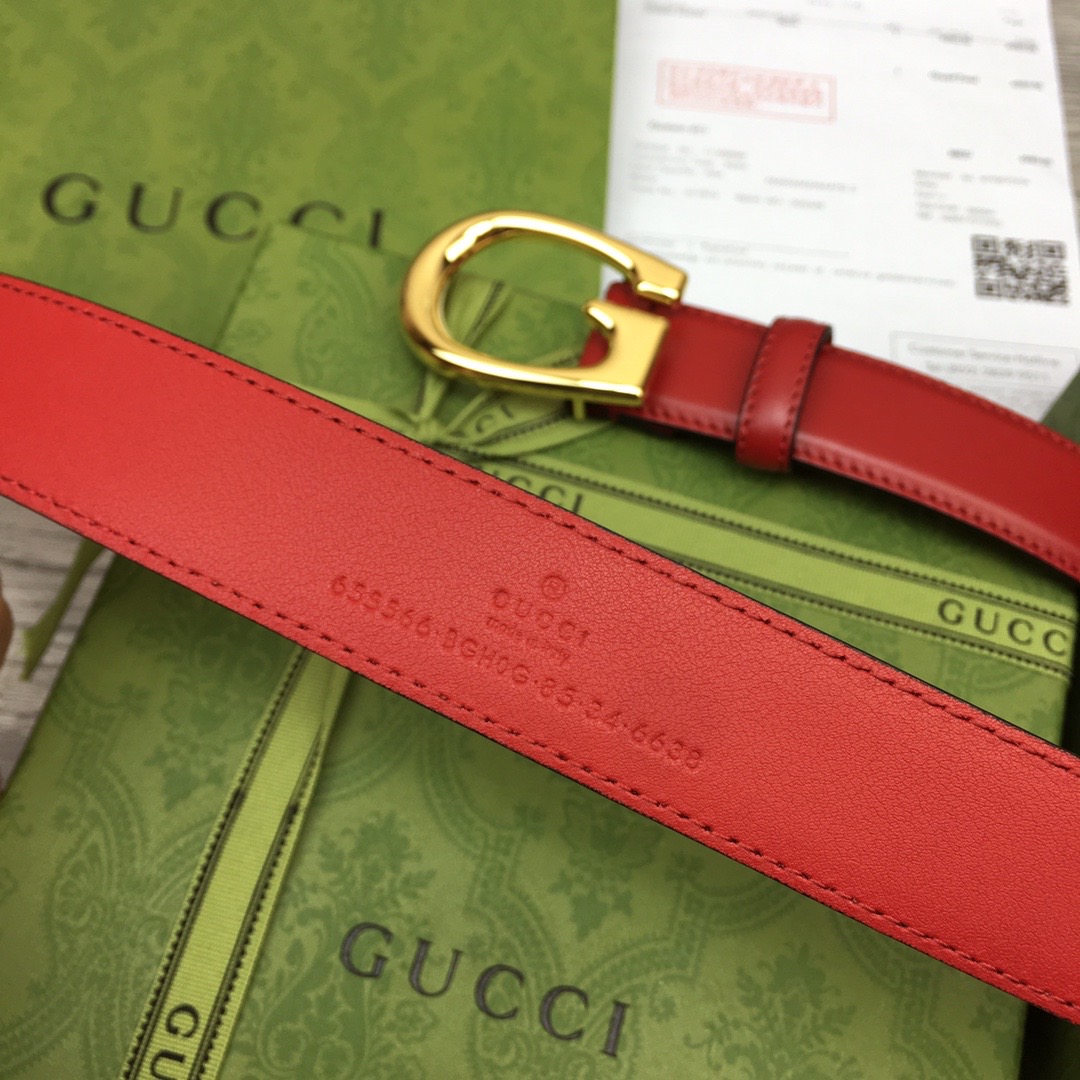 GUCCI-THIN-BELT-WITH-G-BUCKLE-RED-655566-BGH0G-6638-04 GUCCI THIN BELT WITH G BUCKLE RED 655566 BGH0G 6638 04
