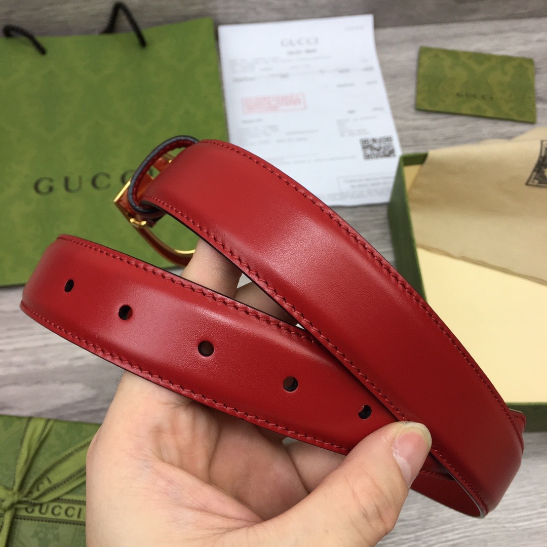 GUCCI-THIN-BELT-WITH-G-BUCKLE-RED-655566-BGH0G-6638-06 GUCCI THIN BELT WITH G BUCKLE RED 655566 BGH0G 6638 06