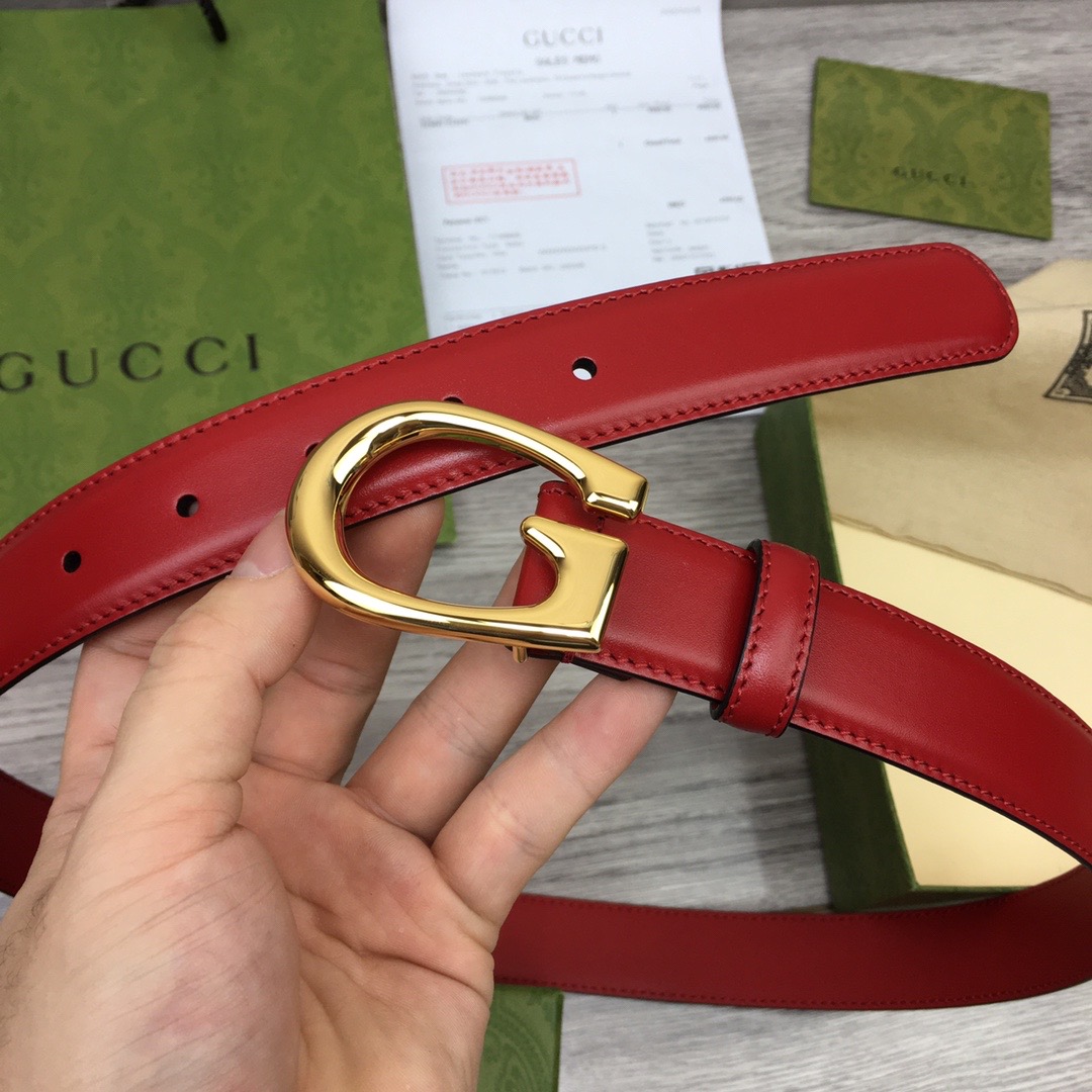 GUCCI-THIN-BELT-WITH-G-BUCKLE-RED-655566-BGH0G-6638-07 GUCCI THIN BELT WITH G BUCKLE RED 655566 BGH0G 6638 07