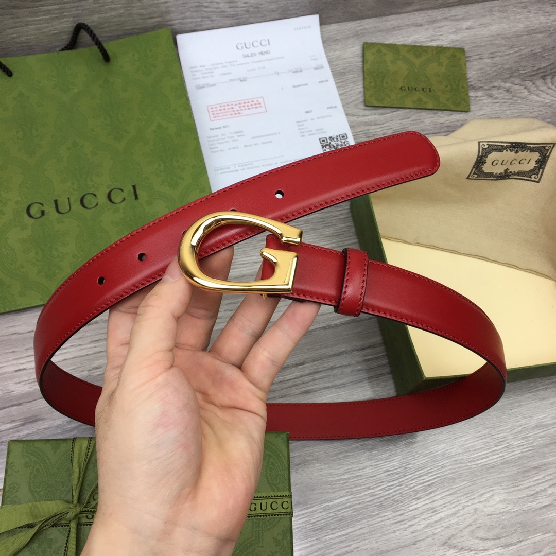GUCCI-THIN-BELT-WITH-G-BUCKLE-RED-655566-BGH0G-6638-08 GUCCI THIN BELT WITH G BUCKLE RED 655566 BGH0G 6638 08