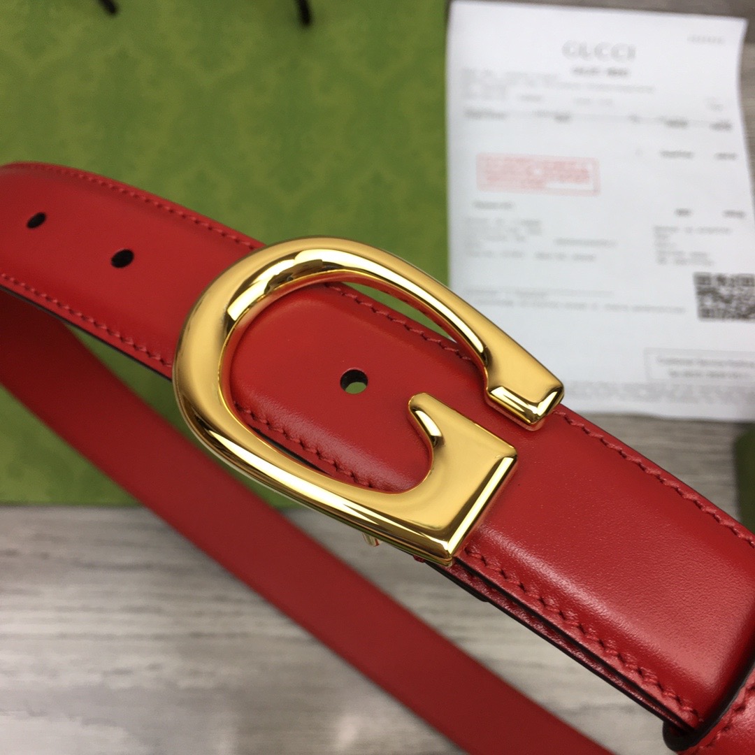 GUCCI-THIN-BELT-WITH-G-BUCKLE-RED-655566-BGH0G-6638-09 GUCCI THIN BELT WITH G BUCKLE RED 655566 BGH0G 6638 09