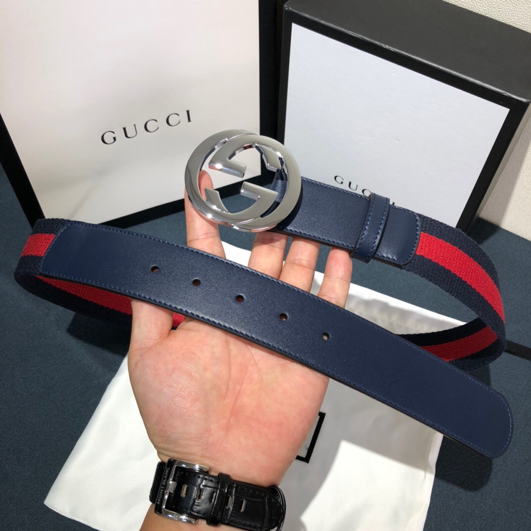 GUCCI-WEB-BELT-WITH-G-BUCKLE-BLUE-RED-411924-H917N-8497-06 GUCCI WEB BELT WITH G BUCKLE BLUE RED 411924 H917N 8497 06