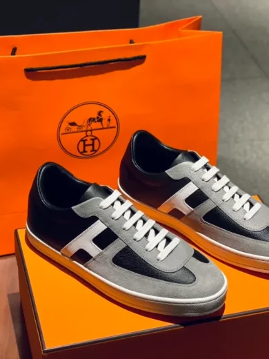 HERMES BOOMERANG SNEAKER NOIR GRIS BLANC H211875ZH01405 02