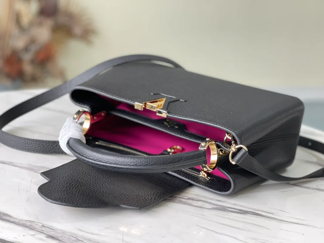 LOUIS VUITTON CAPUCINES MM HANDBAG TAURILLON LEATHER BLACK M42259_5 LOUIS VUITTON CAPUCINES MM HANDBAG TAURILLON LEATHER BLACK M42259 5