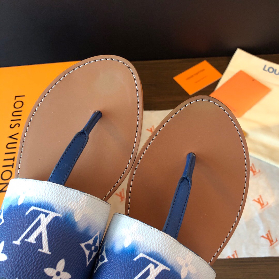 LOUIS-VUITTON-LV-ESCALE-PALMA-FLAT-THONG-BLUE-1A7TRP-08 LOUIS VUITTON LV ESCALE PALMA FLAT THONG BLUE 1A7TRP 08