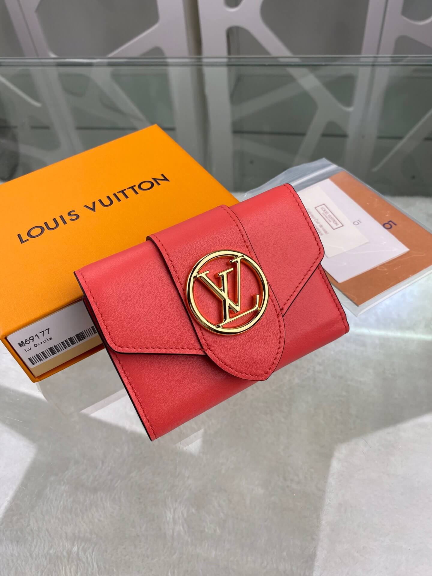 LOUIS-VUITTON--LV-PONT-9-COMPACT-WALLET-ROSE-DAHLIA-PINK-M69177-02 LOUIS VUITTON LV PONT 9 COMPACT WALLET ROSE DAHLIA PINK M69177 02