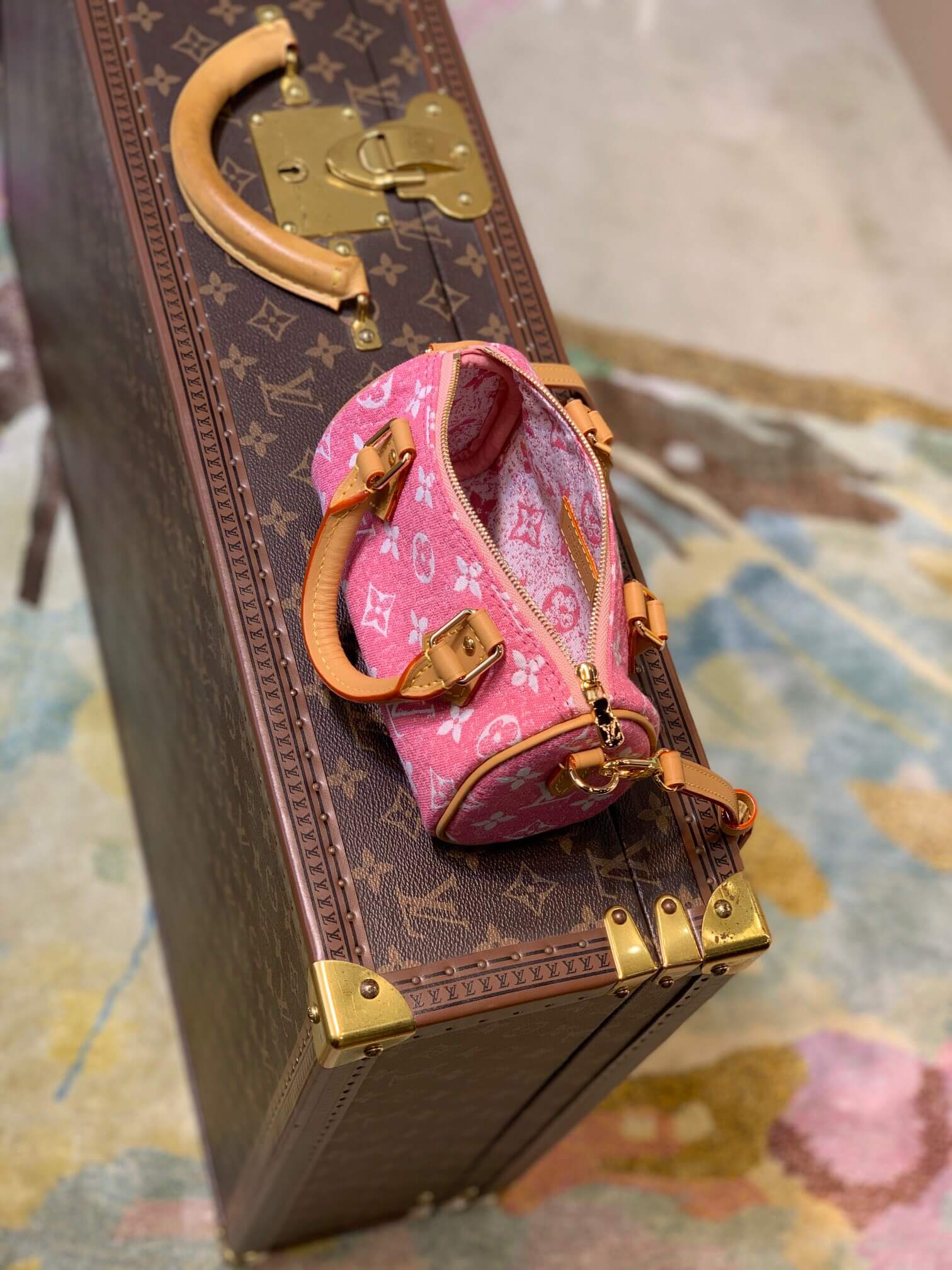 LOUIS VUITTON NANO SPEEDY HANDBAG PINK M81213 08 LOUIS VUITTON NANO SPEEDY HANDBAG PINK M81213 08