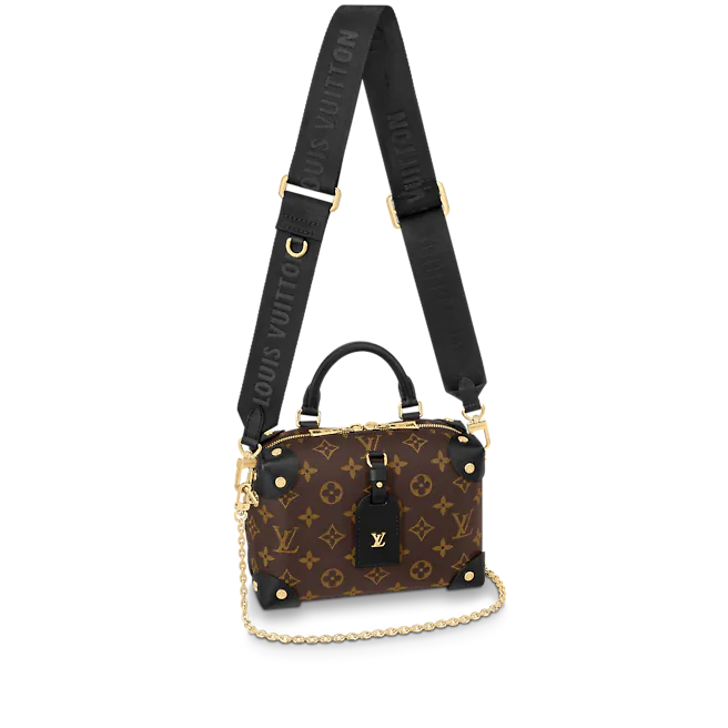 LOUIS VUITTON PETITE MALLE SOUPLE HANDBAG MONOGRAM COATED CANVAS BLACK M45571 LOUIS VUITTON PETITE MALLE SOUPLE HANDBAG MONOGRAM COATED CANVAS BLACK M45571