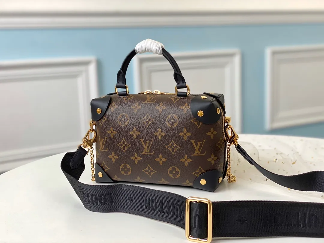 LOUIS VUITTON PETITE MALLE SOUPLE HANDBAG MONOGRAM COATED CANVAS BLACK M45571_3 LOUIS VUITTON PETITE MALLE SOUPLE HANDBAG MONOGRAM COATED CANVAS BLACK M45571 3
