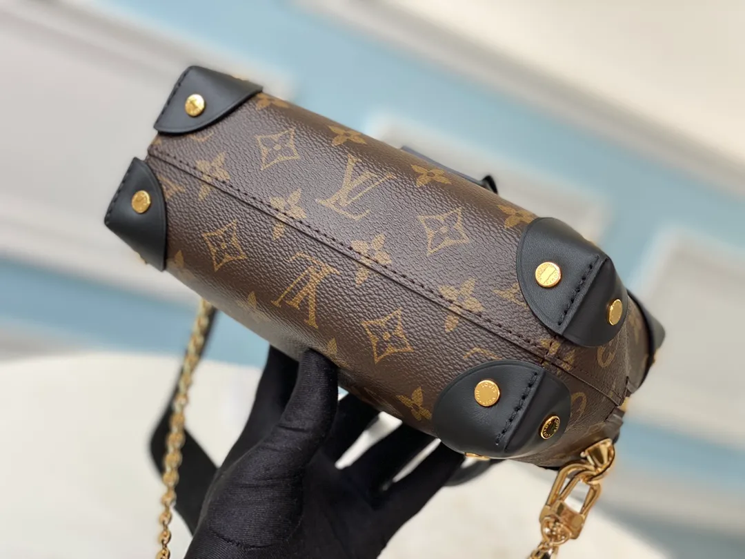 LOUIS VUITTON PETITE MALLE SOUPLE HANDBAG MONOGRAM COATED CANVAS BLACK M45571_4 LOUIS VUITTON PETITE MALLE SOUPLE HANDBAG MONOGRAM COATED CANVAS BLACK M45571 4