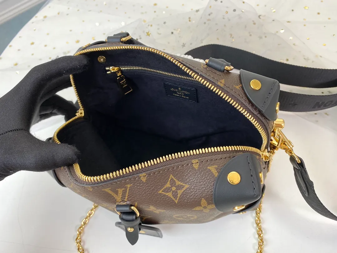 LOUIS VUITTON PETITE MALLE SOUPLE HANDBAG MONOGRAM COATED CANVAS BLACK M45571_5 LOUIS VUITTON PETITE MALLE SOUPLE HANDBAG MONOGRAM COATED CANVAS BLACK M45571 5