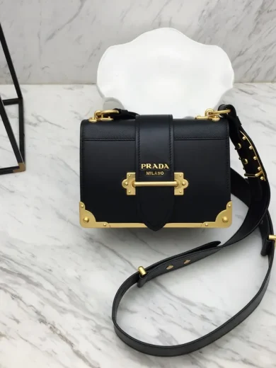 PRADA LEATHER CAHIER BAG BLACK 1BD045 2BB0 F0002 V XCH 1