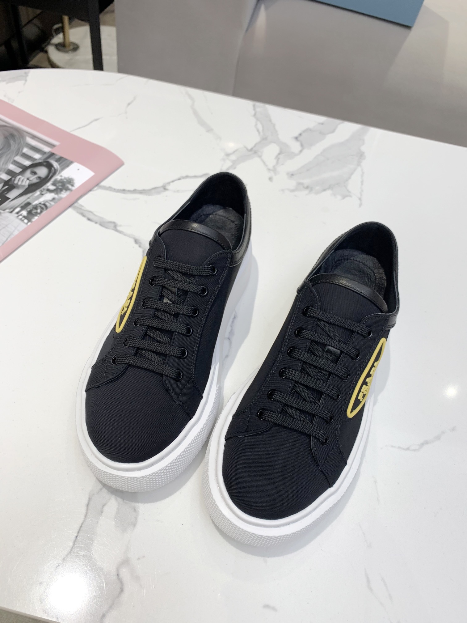 PRADA-NYLON-GABARDINE-SNEAKERS-BLACK-YELLOW-1E245M_W08_F0C5Z_F_045-01 PRADA NYLON GABARDINE SNEAKERS BLACK YELLOW 1E245M W08 F0C5Z F 045 01